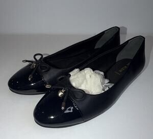 Anne Klein iFlex Black Ballet Flats Round Toe Bow Slip-On Women’s 6.5 M